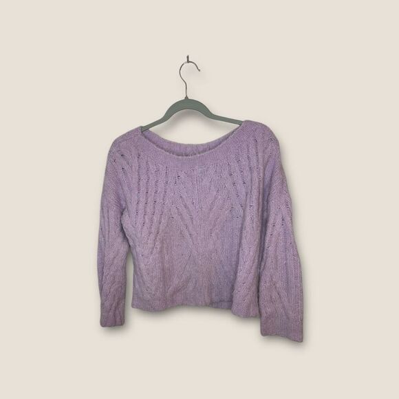 By Anthropologie Eyelash Cable Knit Swearer Purple Size XS - Picture 1 of 3